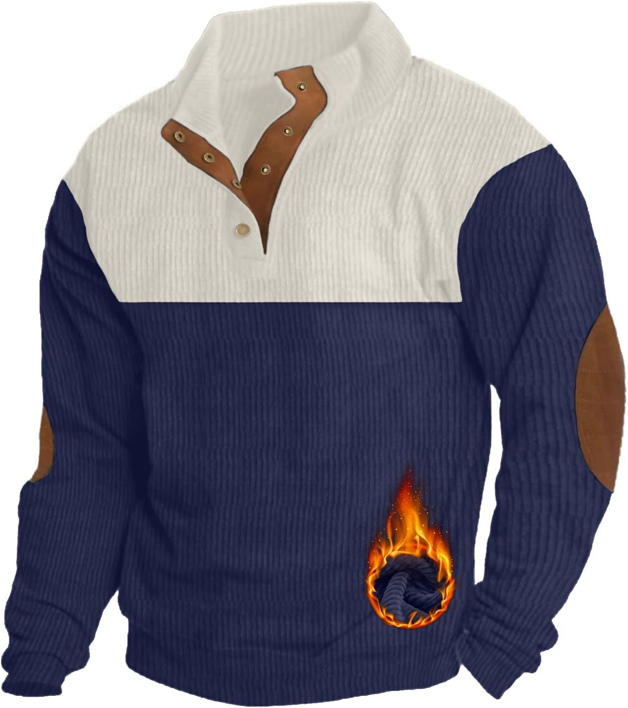 Mens Casual Corduroy Sweatshirt with Stand Collar for Fall