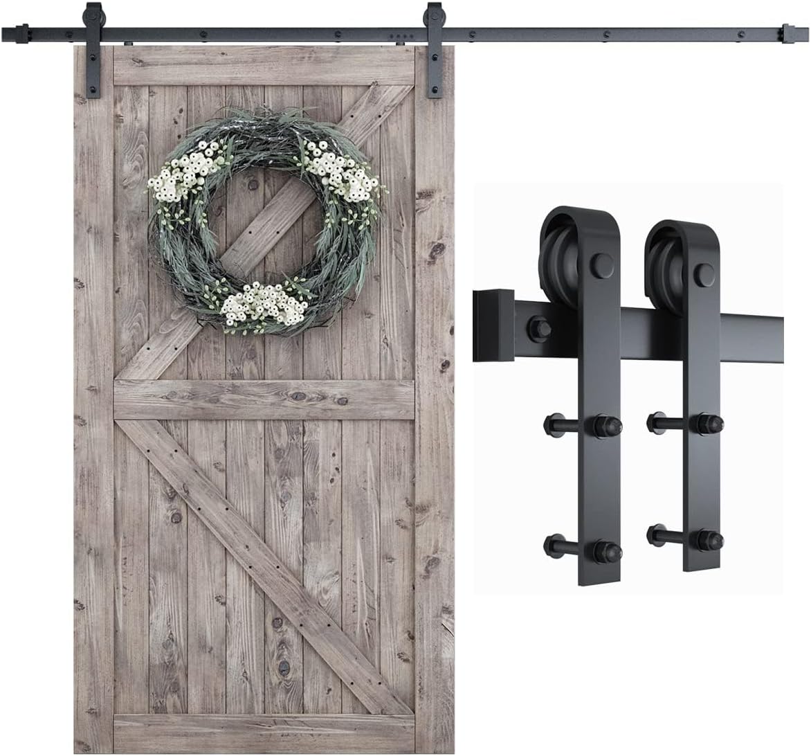 SMARTSTANDARD 8.2 FT Barn Door Hardware Kit for Easy Installation