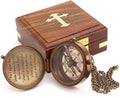 Solid Brass Engraved Compass with Rosewood Case - Baptism Gift
