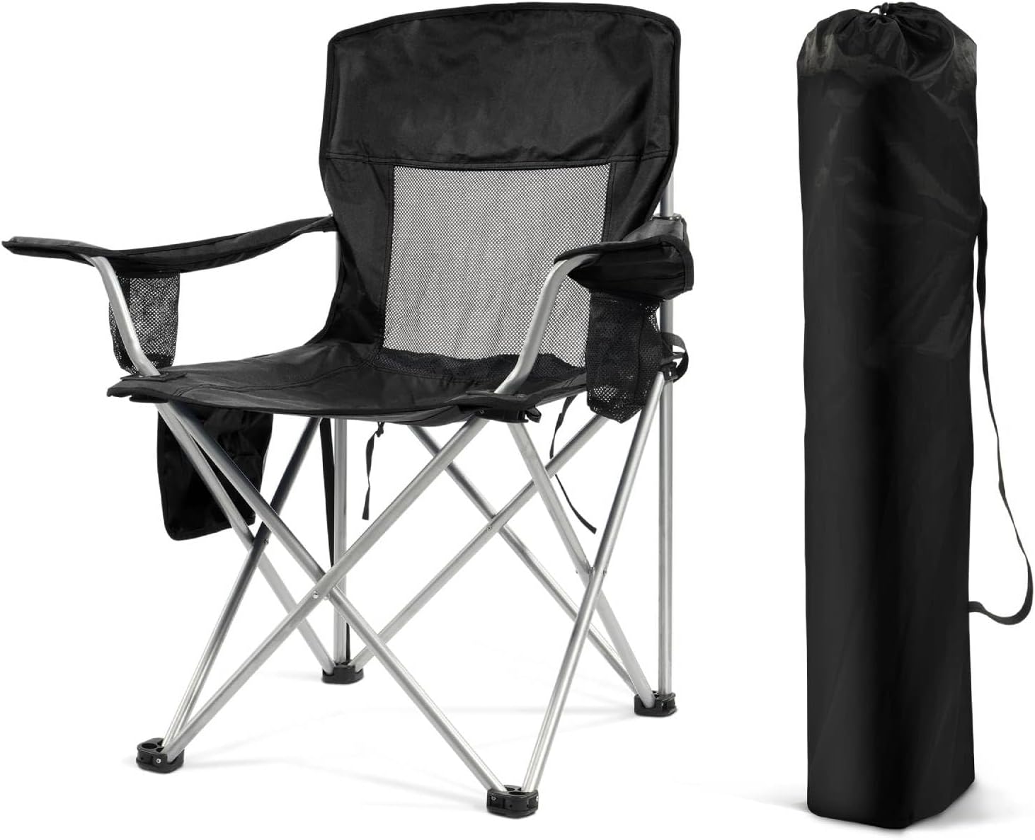 Simple Deluxe Foldable Camping Chair with Cup Holder and Bag