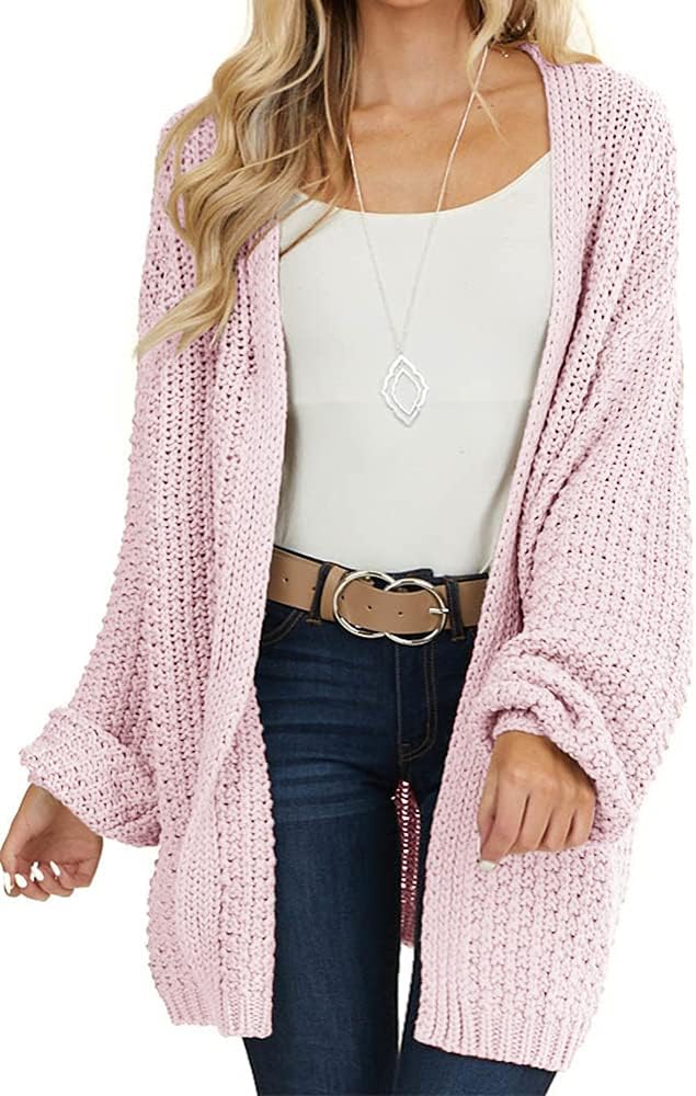 Maroway Womens Cardigan Long Sleeve Open Front Chunky Knit Sweater