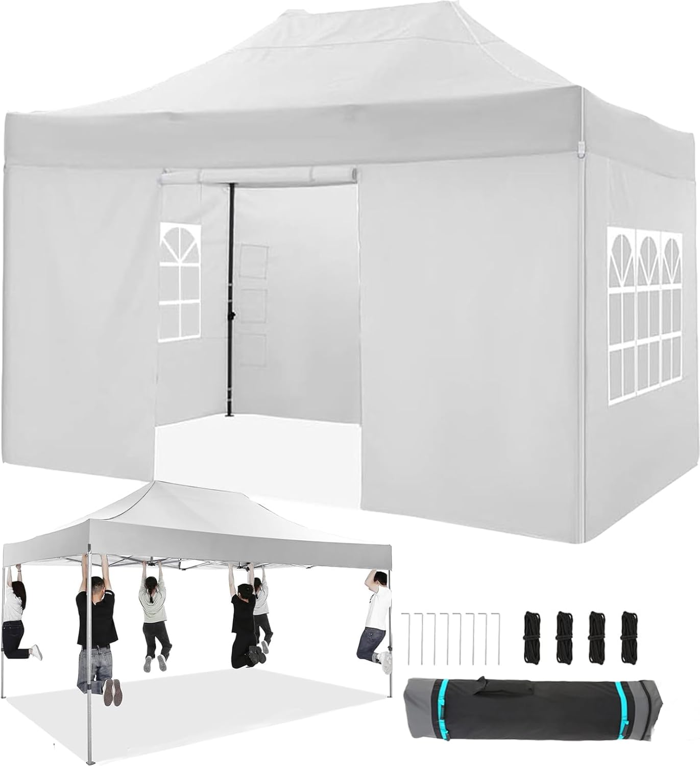 COBIZI 10x15 Heavy Duty Pop Up Canopy Tent with Sidewalls