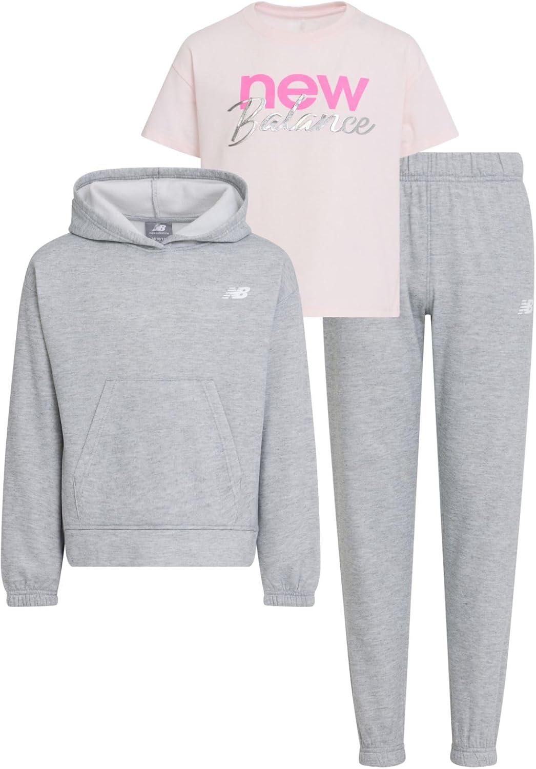 New Balance Girls 3pc Sweatsuit - Cozy Cotton Blend Activewear