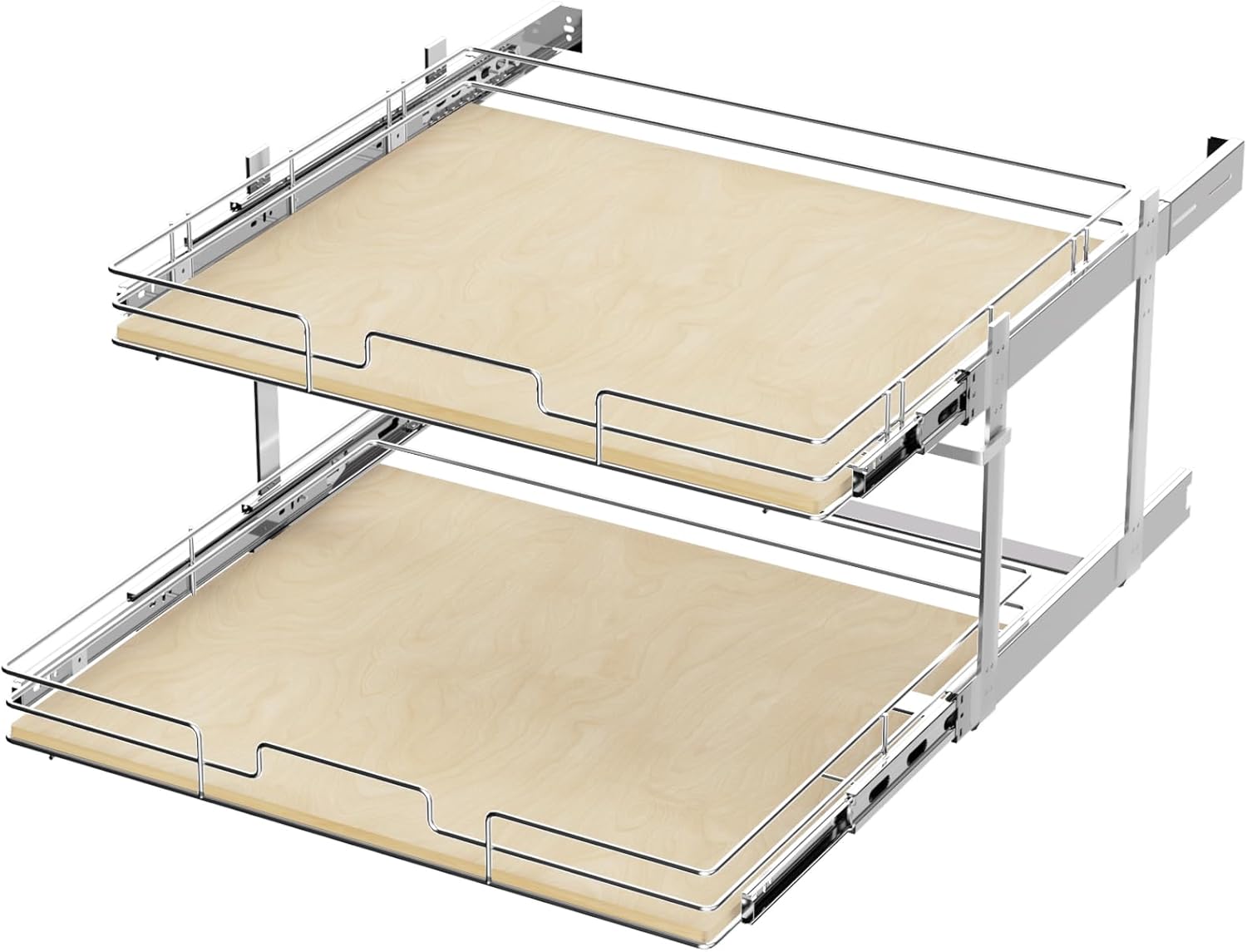 ROOMTEC 2 Tier Pull Out Cabinet Organizer for Kitchen Storage