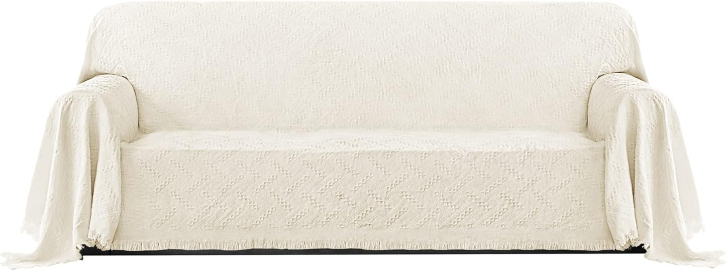 PureFit Geometric Jacquard Throw Sofa Cover for 3 Cushion Use