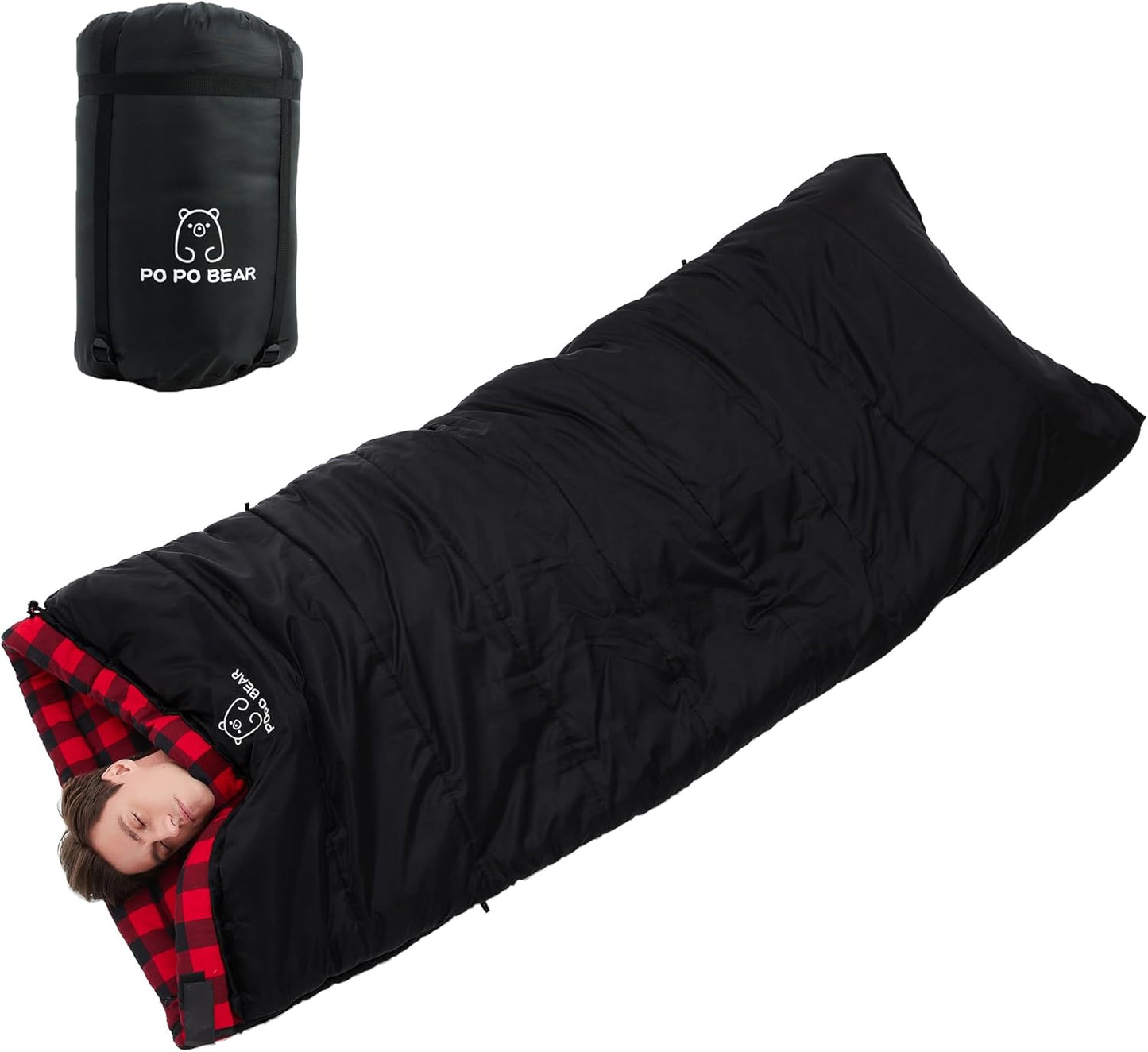 PO PO BEAR Zero Degree Sleeping Bag for Tall Adults Comfort