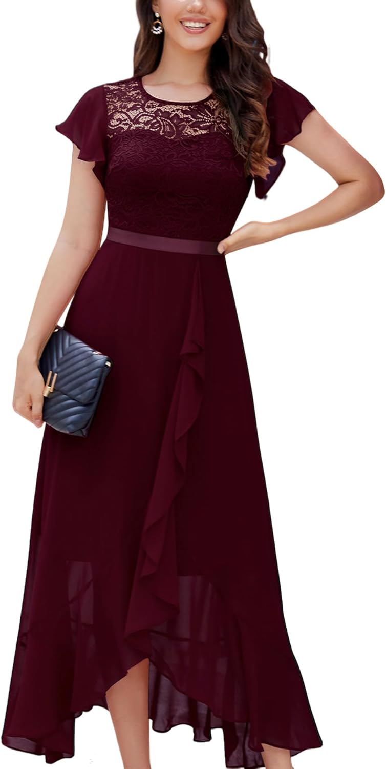 BeryLove Elegant Lace Long Prom Dress for Wedding Guests