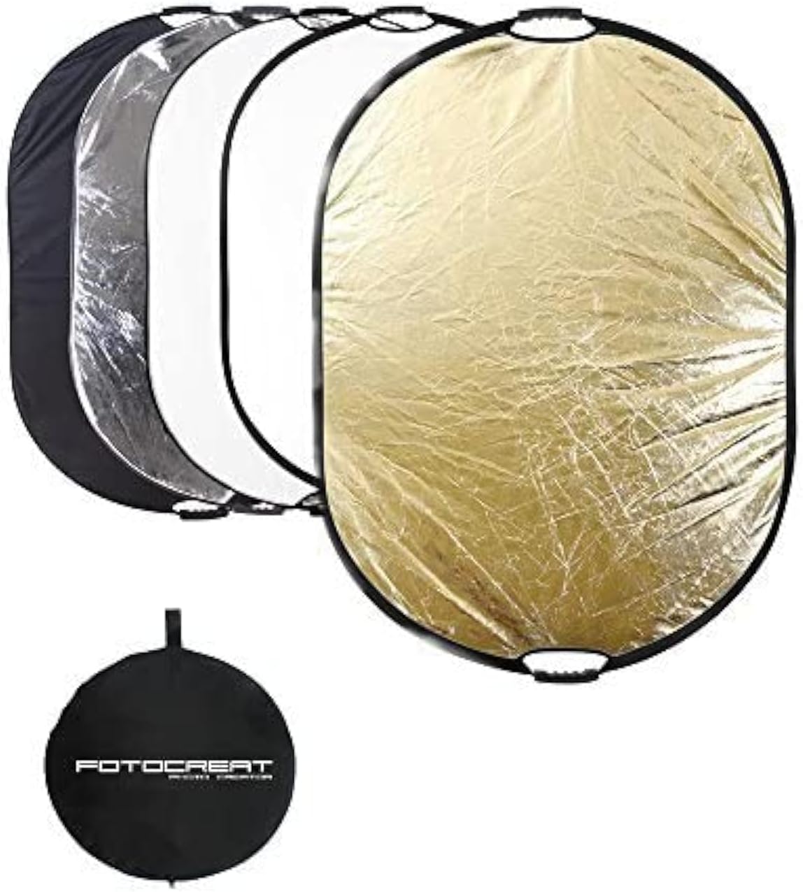 Portable 5-in-1 Oval Reflector for Photography with Handles