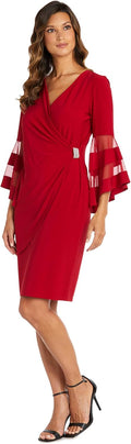 R&M Richards Womens Plus Gathered Surplice Wrap Dress for Elegance