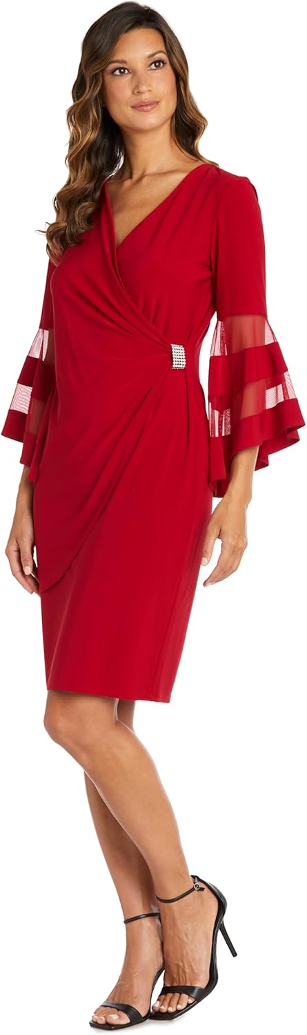 R&M Richards Womens Plus Gathered Surplice Wrap Dress for Elegance