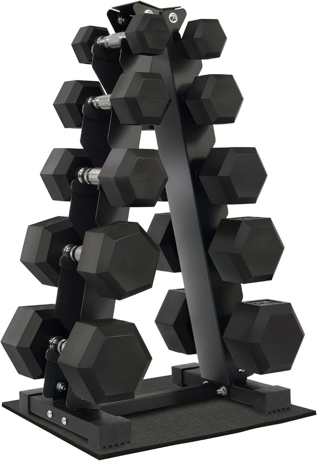 Rubber Coated Hex Dumbbell Weight Sets with Storage Rack Options