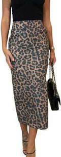 Long Faux Leather Pencil Midi Skirt - High Waist Slim Fit