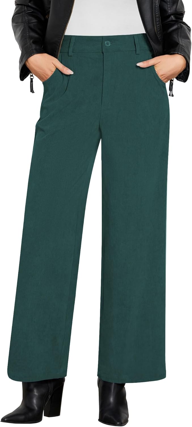 GRAPENT Corduroy Wide Leg Pants for Women - Trendy Trousers