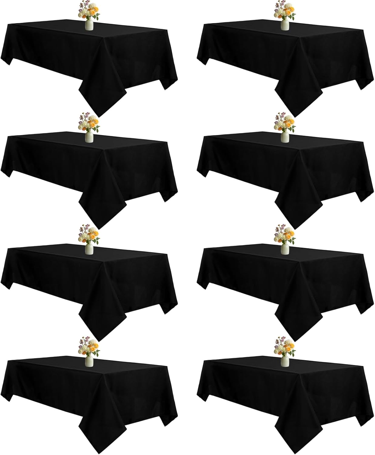 Premium Black Tablecloths for 8 Foot Rectangle Tables - 8 Pack