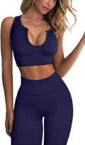 QINSEN Workout Outfits for Women 2 Piece Ribbed Seamless Set Women's