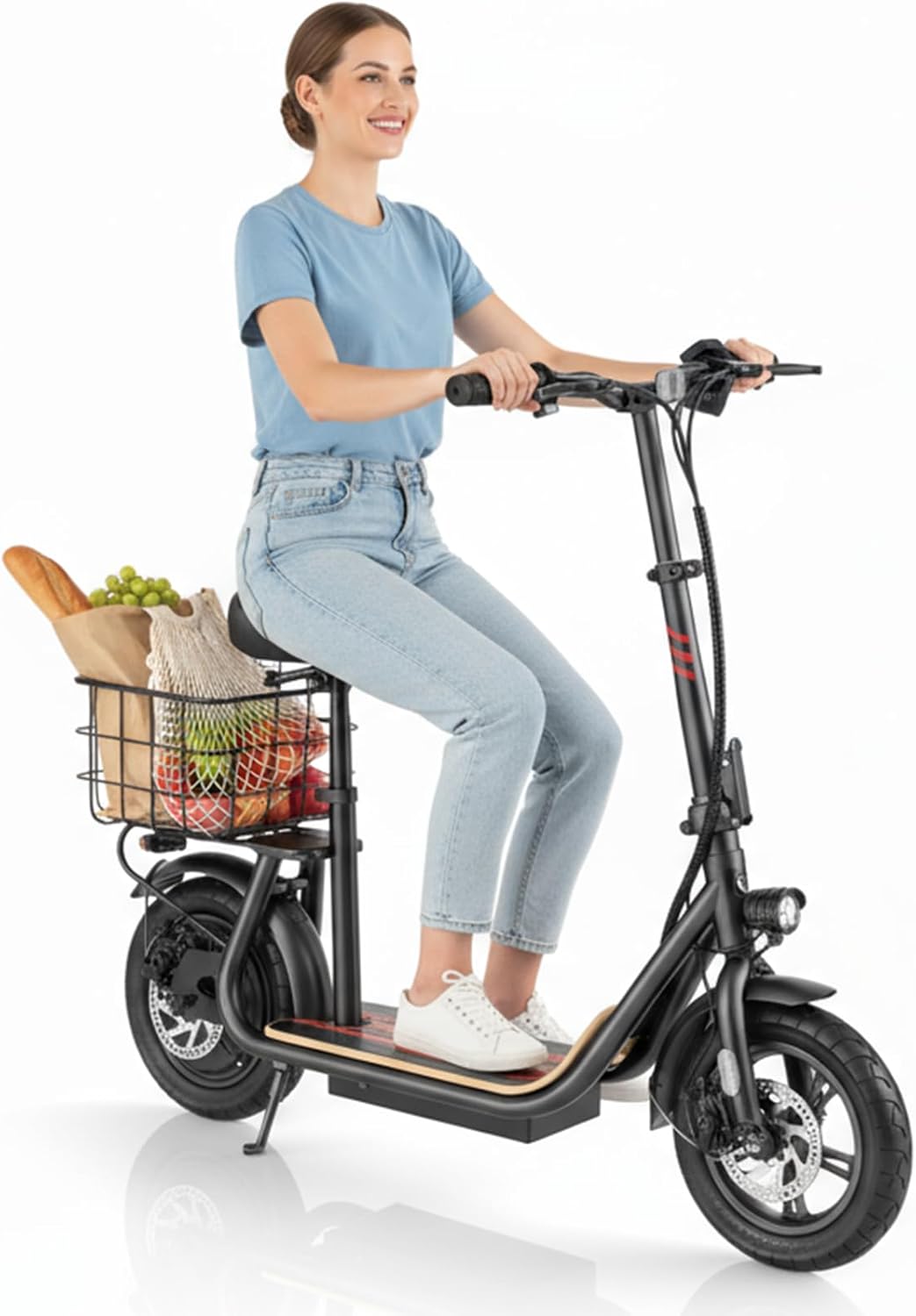 Caroma Electric Scooter with Seat: 30 Miles Range & 20MPH Speed