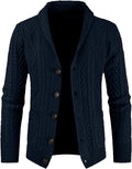 Men's Wool Blend Shawl Collar Cable Knit Cardigan - Cozy Everyday Wear