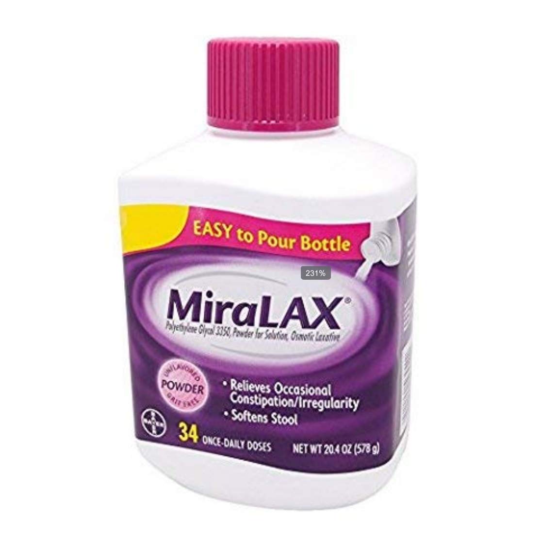 MiraLAX Powder Laxative for Gentle Relief of Constipation