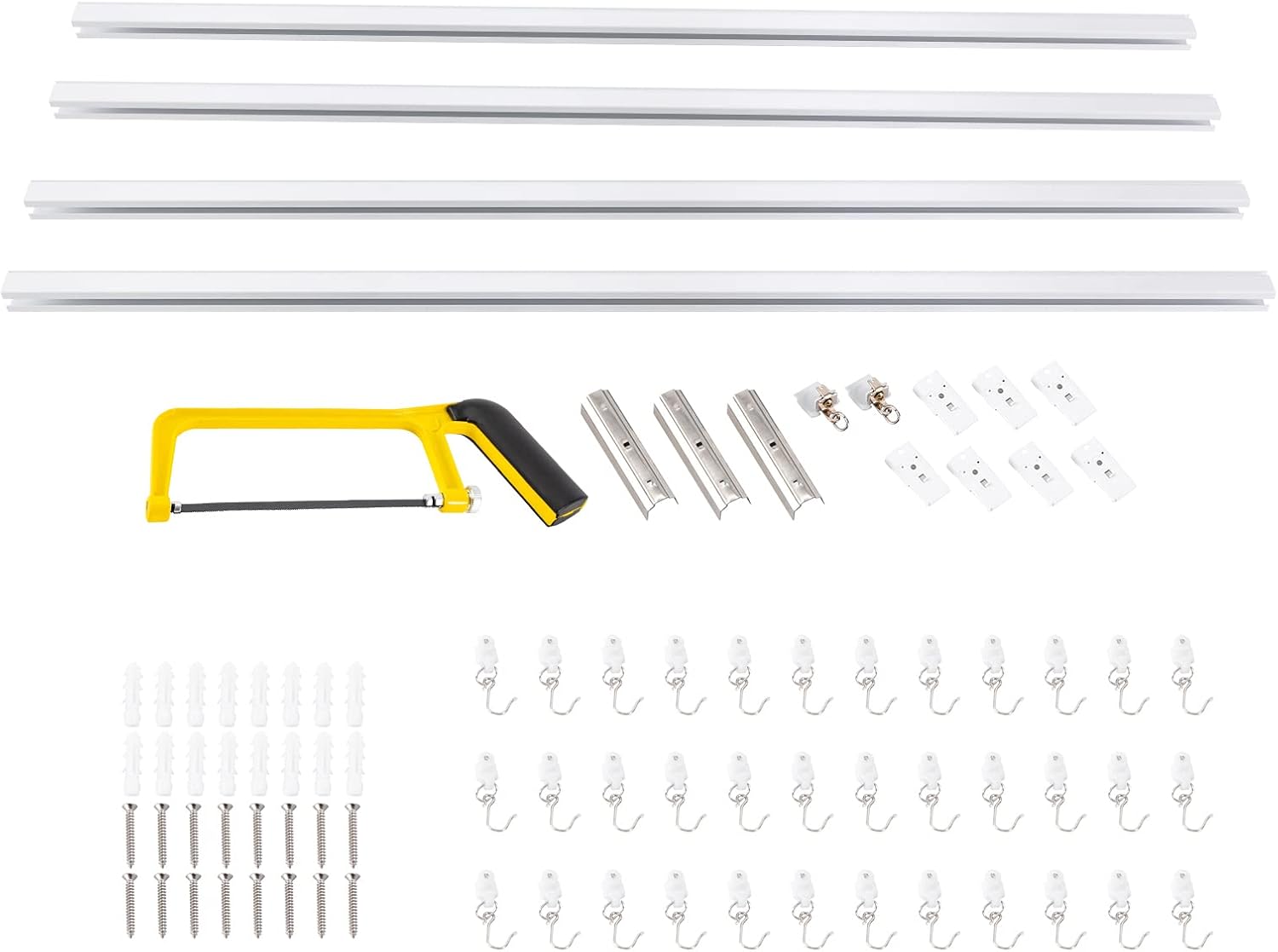YIYIBYUS Ceiling Mount Curtain Track Kit - Space-Saving, Wide Scalable (White)