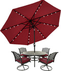 MASTERCANOPY Patio Umbrella with 32 Solar LED Lights - 9ft Burgundy