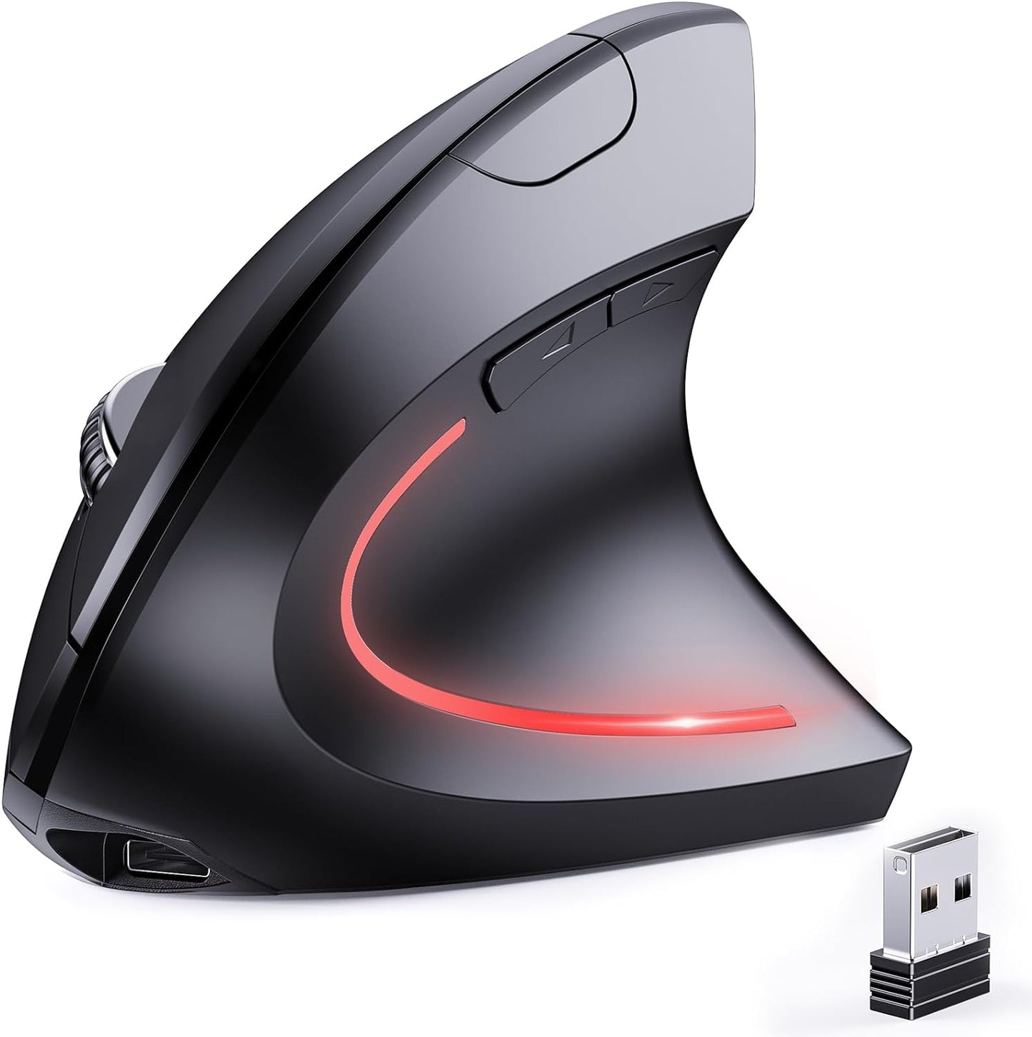 2-in-1 Rechargeable Wireless Mouse, Ergonomic Design, Silent Buttons - JYKEYMOUT