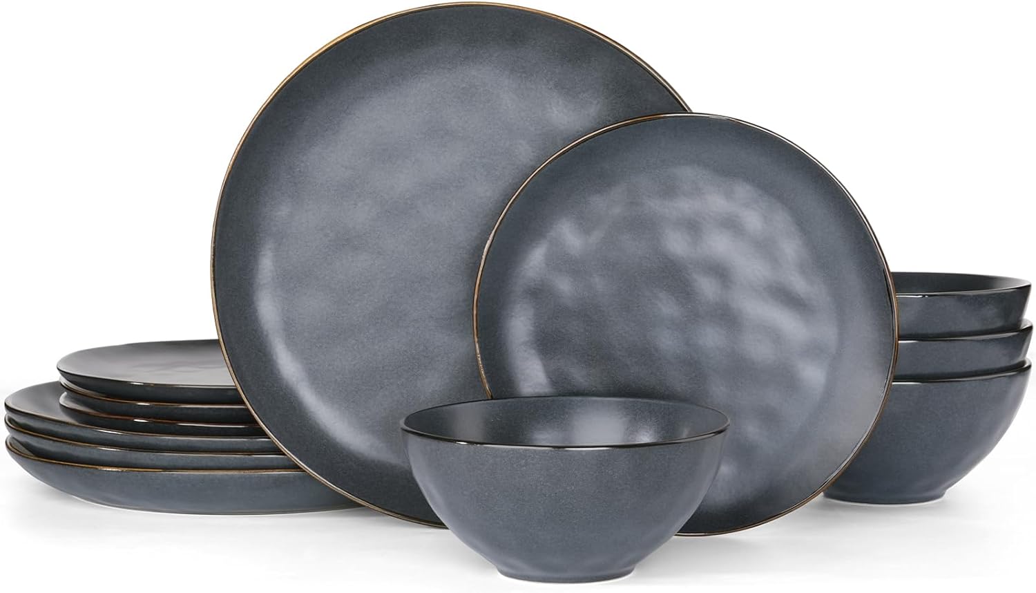 Famiware Dinnerware Sets for 4, Ocean Round 12-Piece Kitchen