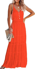 PRETTYGARDEN Sundress Spaghetti Strap Maxi Dress - Flowy Beachwear
