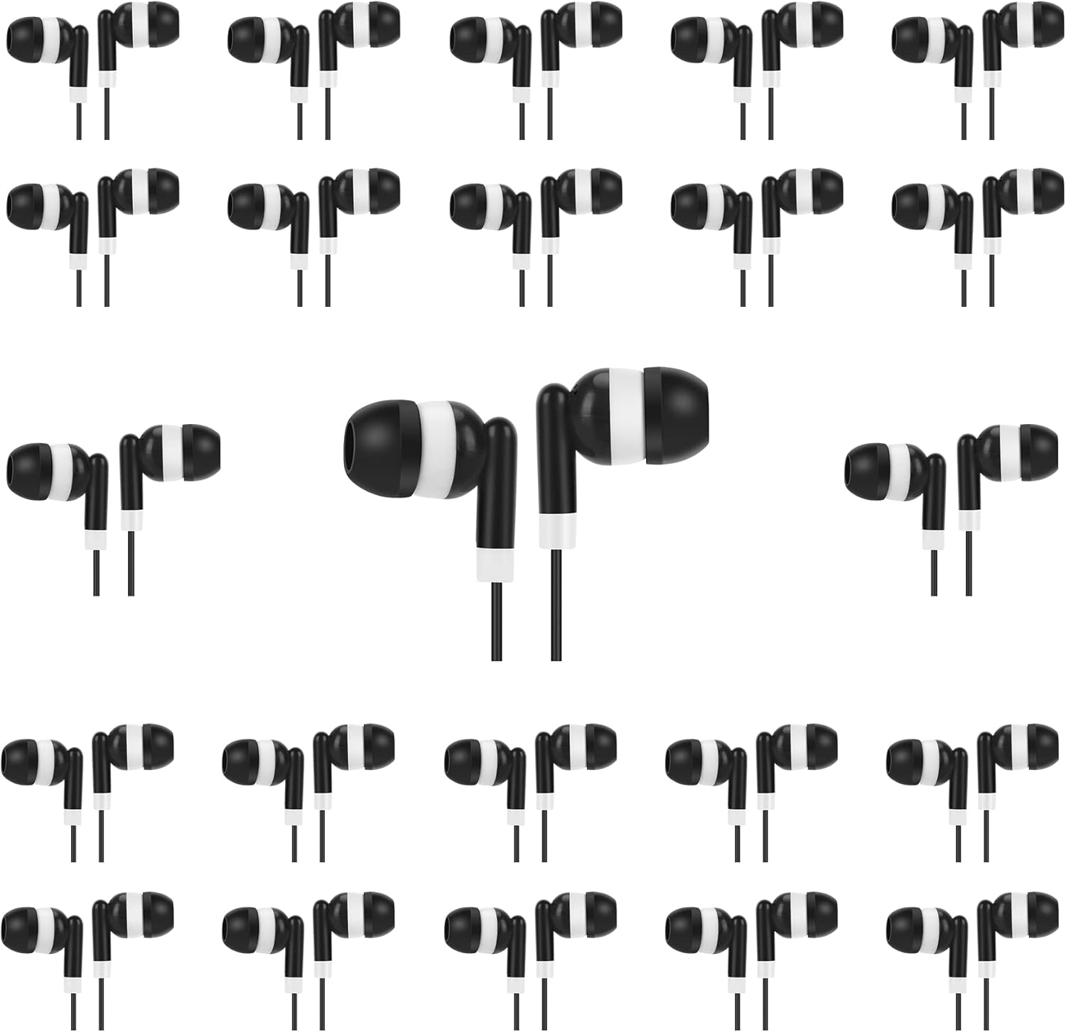 Bulk 100 Packs Black Student Headphones for Classrooms Wired