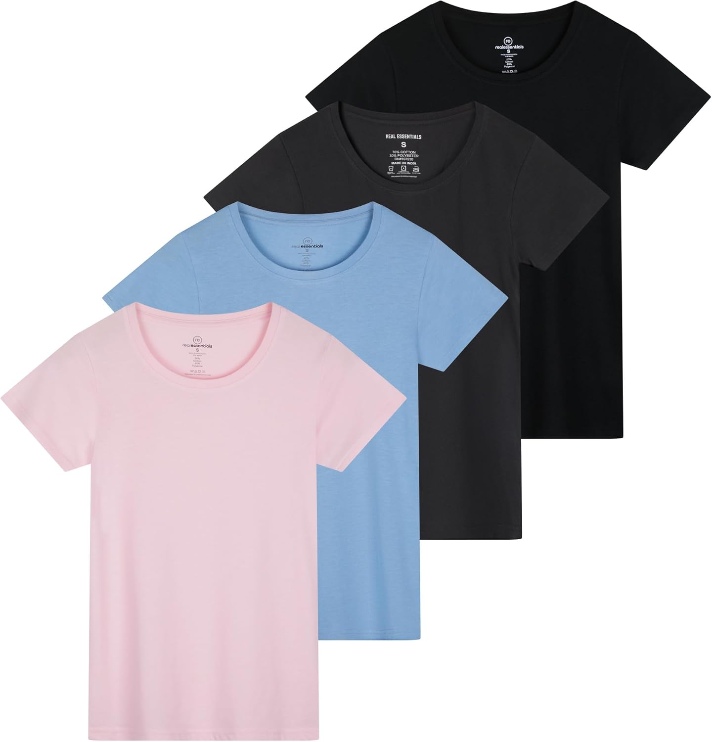 Women's Cotton Short Sleeve T-Shirt 4 Pack for Everyday Comfort