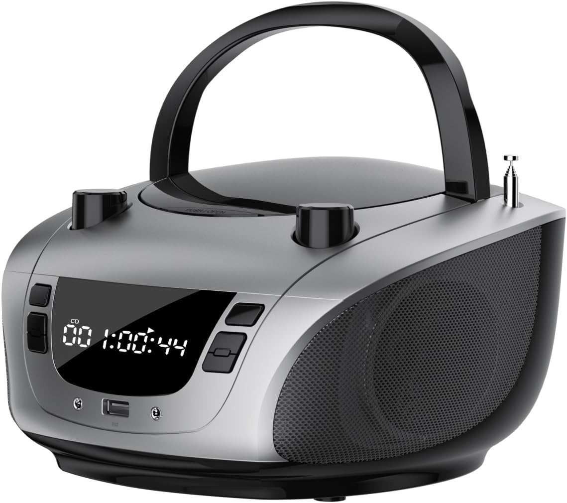 LONPOO Portable Boombox with CD Player and Bluetooth Connectivity