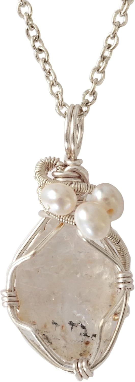 Unique Birthstone & Pearl Necklace with Herkimer Diamond Design