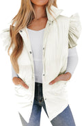 Valphsio Women's Ruffled Sleeve Puffer Vest for Winter Warmth