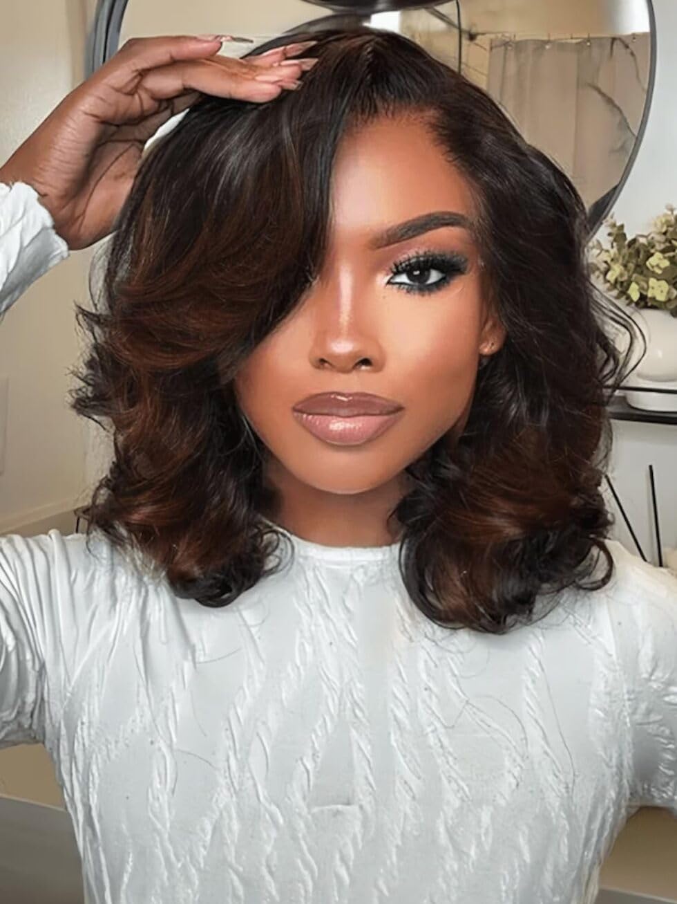 10 inch Loose Wavy Short Bob Wigs Human Hair for Effortless Style