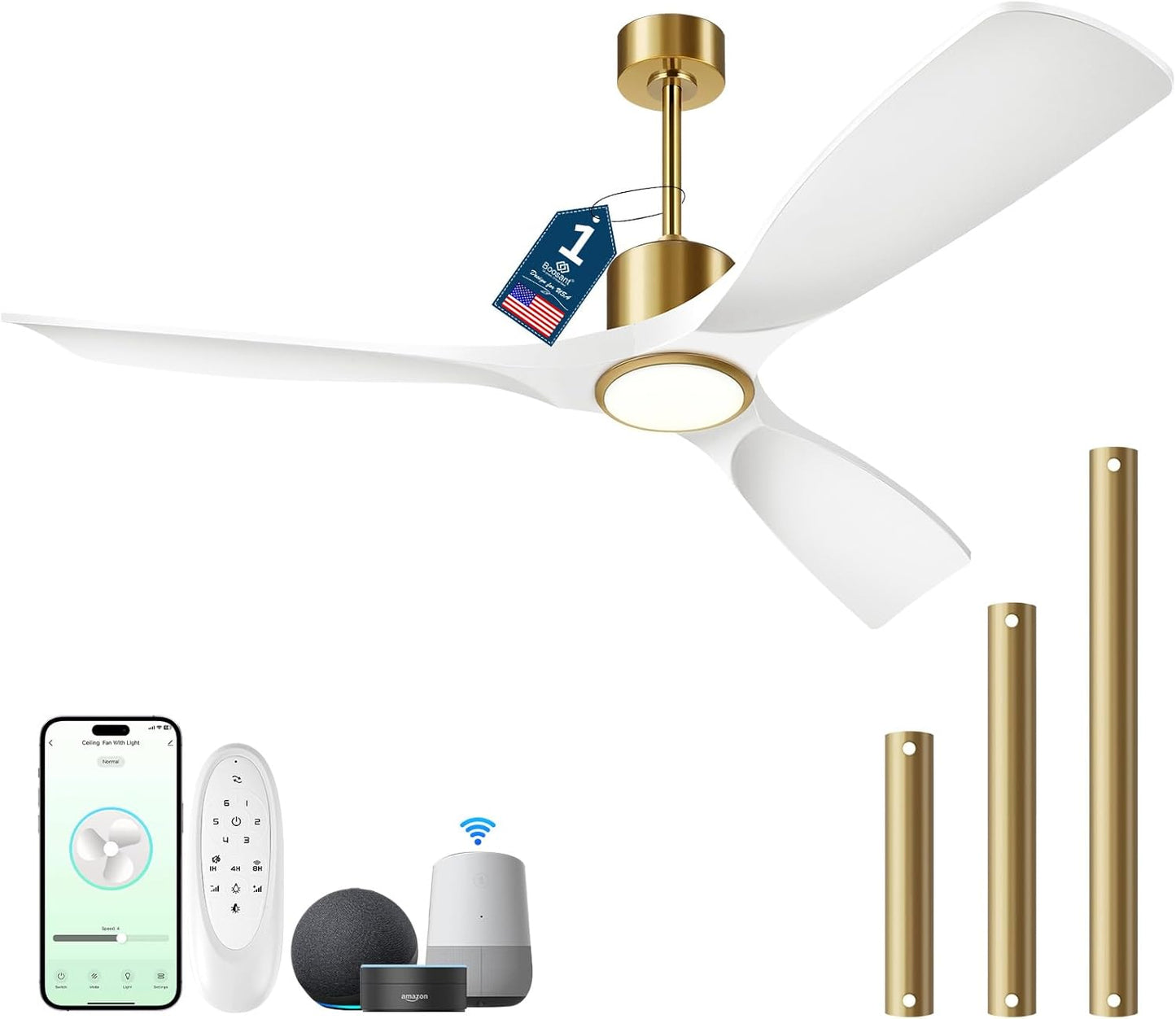 Smart 52 inch Ceiling Fan with Lights and Remote Control