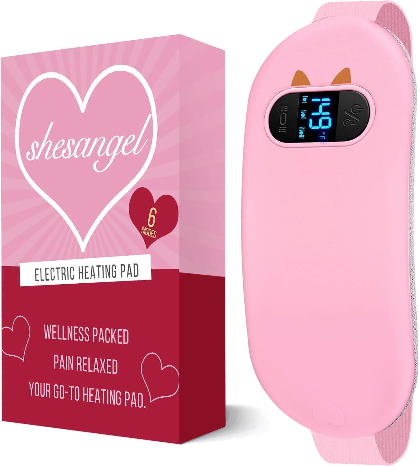 Wireless Period Pain Relief: 6 Heat, 6 Massage, Fast Heat
