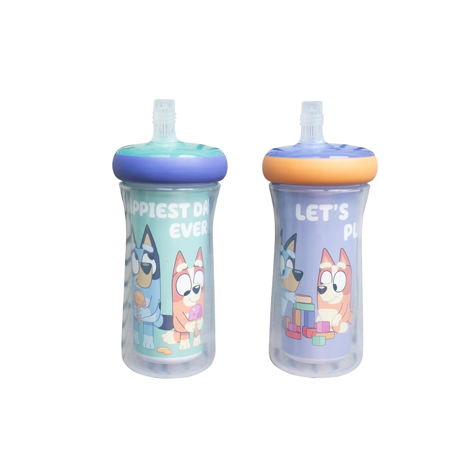 Bluey Insulated Straw Cup Set - Leakproof Kids Bottles - 9oz - 2 Pack