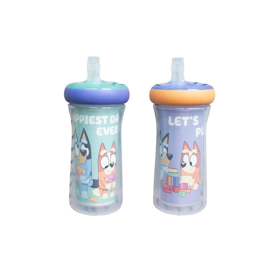 Bluey Insulated Straw Cup Set - Leakproof Kids Bottles - 9oz - 2 Pack