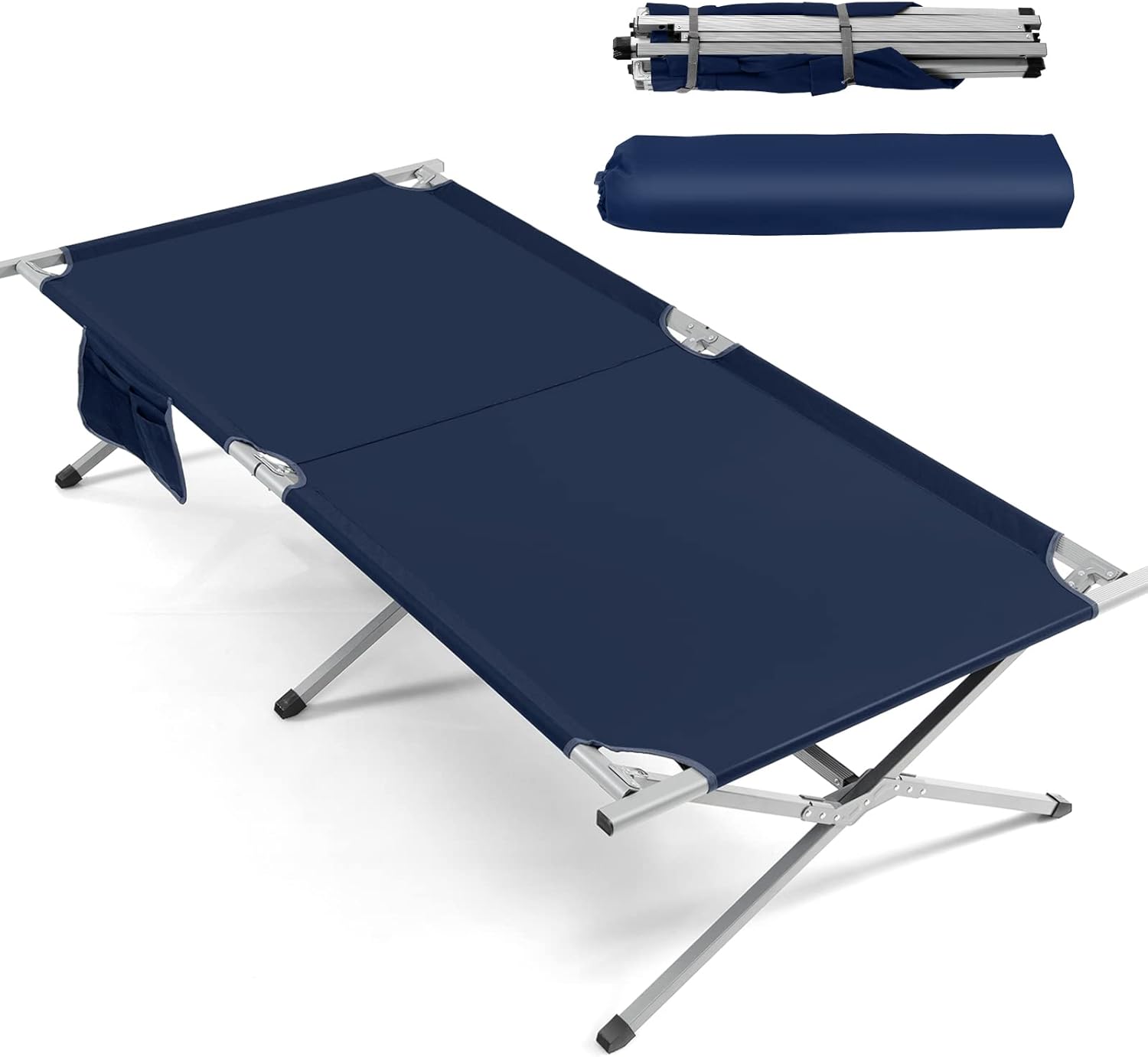 Extra Wide Camping Cot w/ Storage Pocket