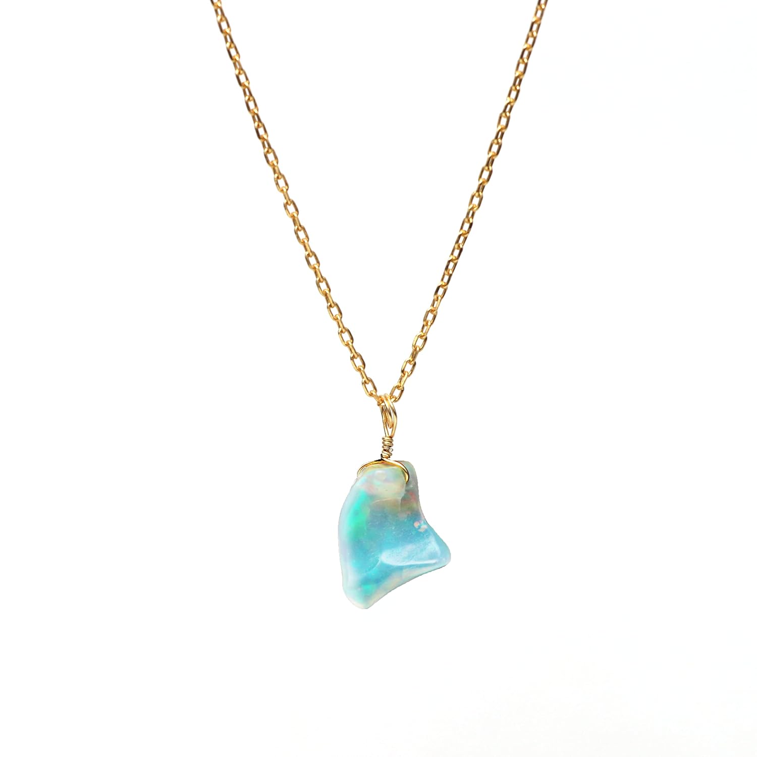 Natural Opal Nugget Pendant Necklace in 925 Sterling Silver