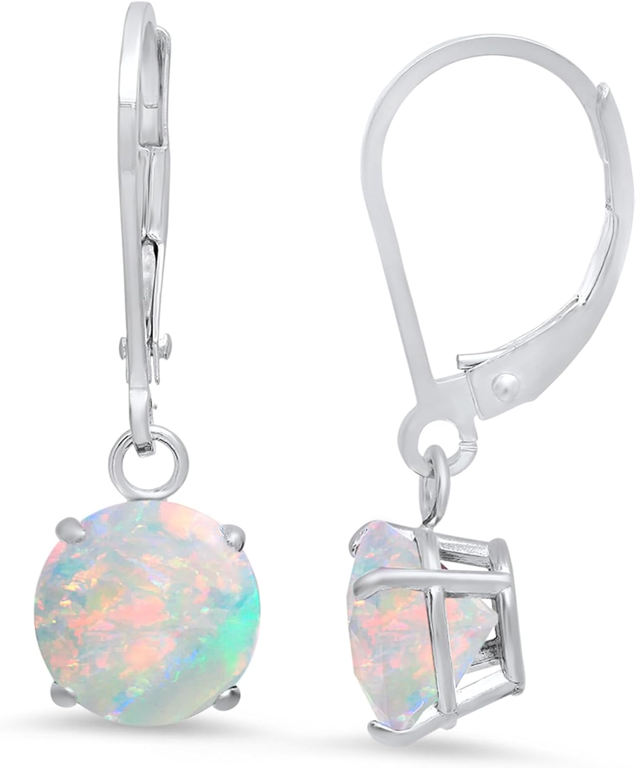 925 Sterling Silver Gemstone Earrings for Women - Opal Dangle Style