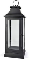 Elegant Black Metal Hurricane Lantern for Indoor & Outdoor Use