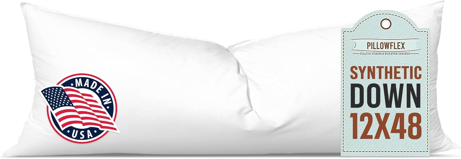 Pillowflex Synthetic Down Pillow Insert - Ultra Soft 12x48