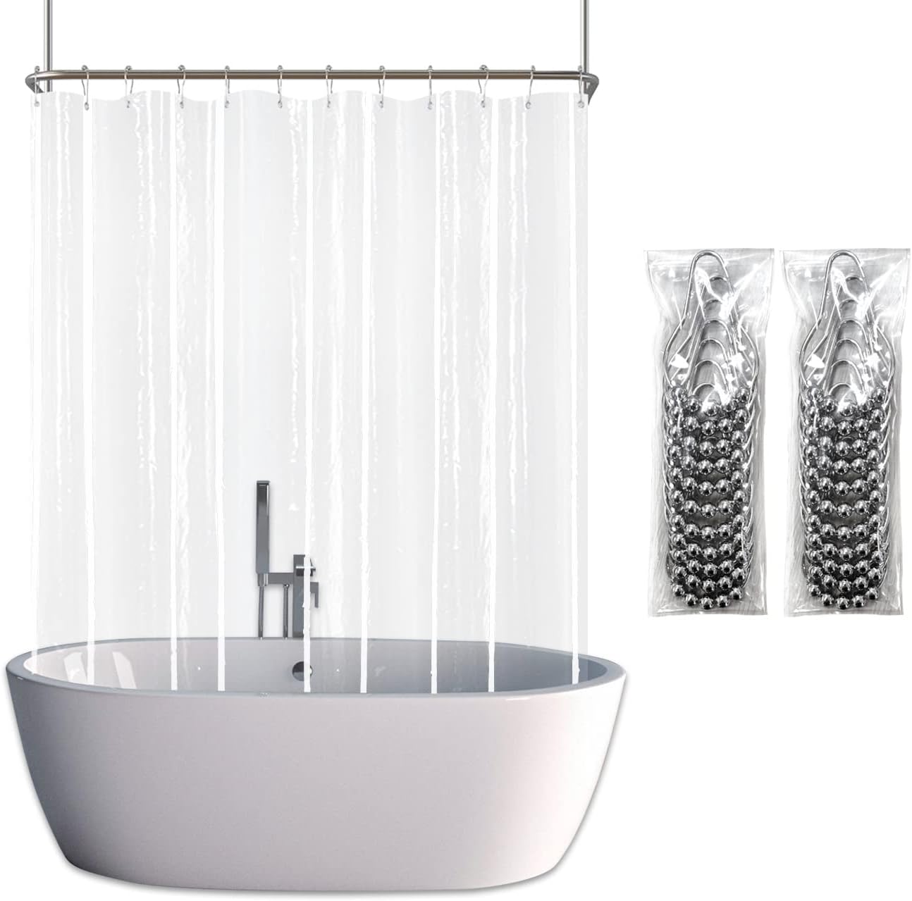 YISURE Extra Wide Clawfoot Tub Shower Curtain