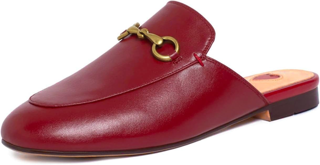 Vertundy Women's Mules Low Heel Flats Leather Slip On Sandals