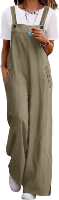 Women's Corduroy Overalls Jumpsuit - Wide Leg Casual Comfort