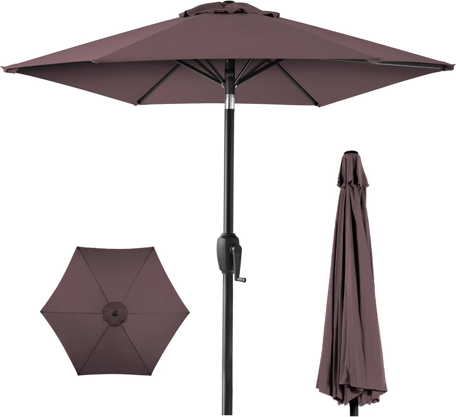 7.5ft Heavy-Duty Round Outdoor Market Table Umbrella - Deep Taupe