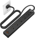 Flat Plug Power Strip, 6 Ft Ultra Thin Extension Cord - Space-Saving