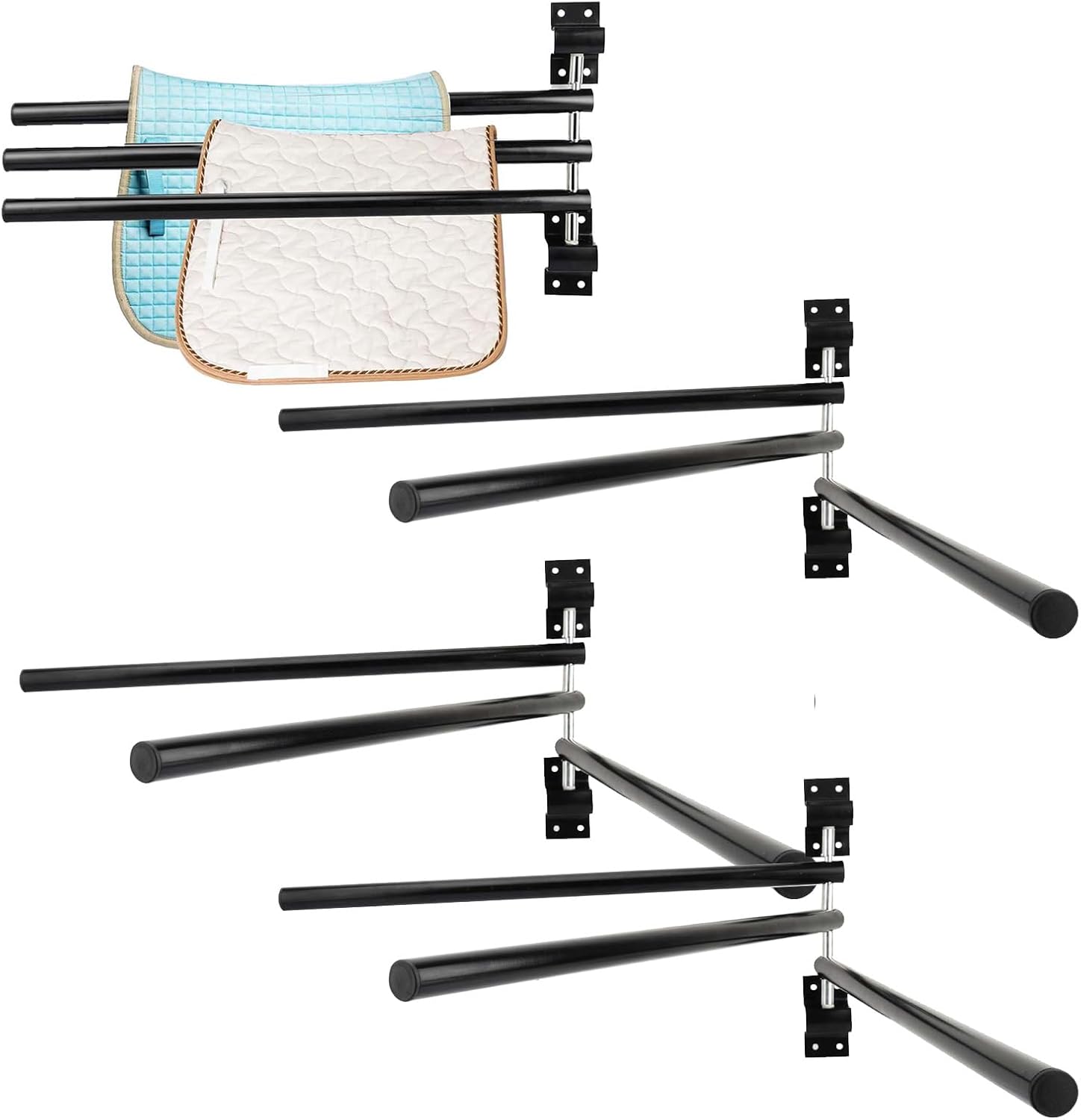 Space-Saving 4-Pack Saddle Pad Rack - Organize with Ease!