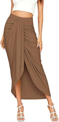 SheIn Casual Asymmetrical Wrap High Waist Maxi Draped Skirt - Flowy