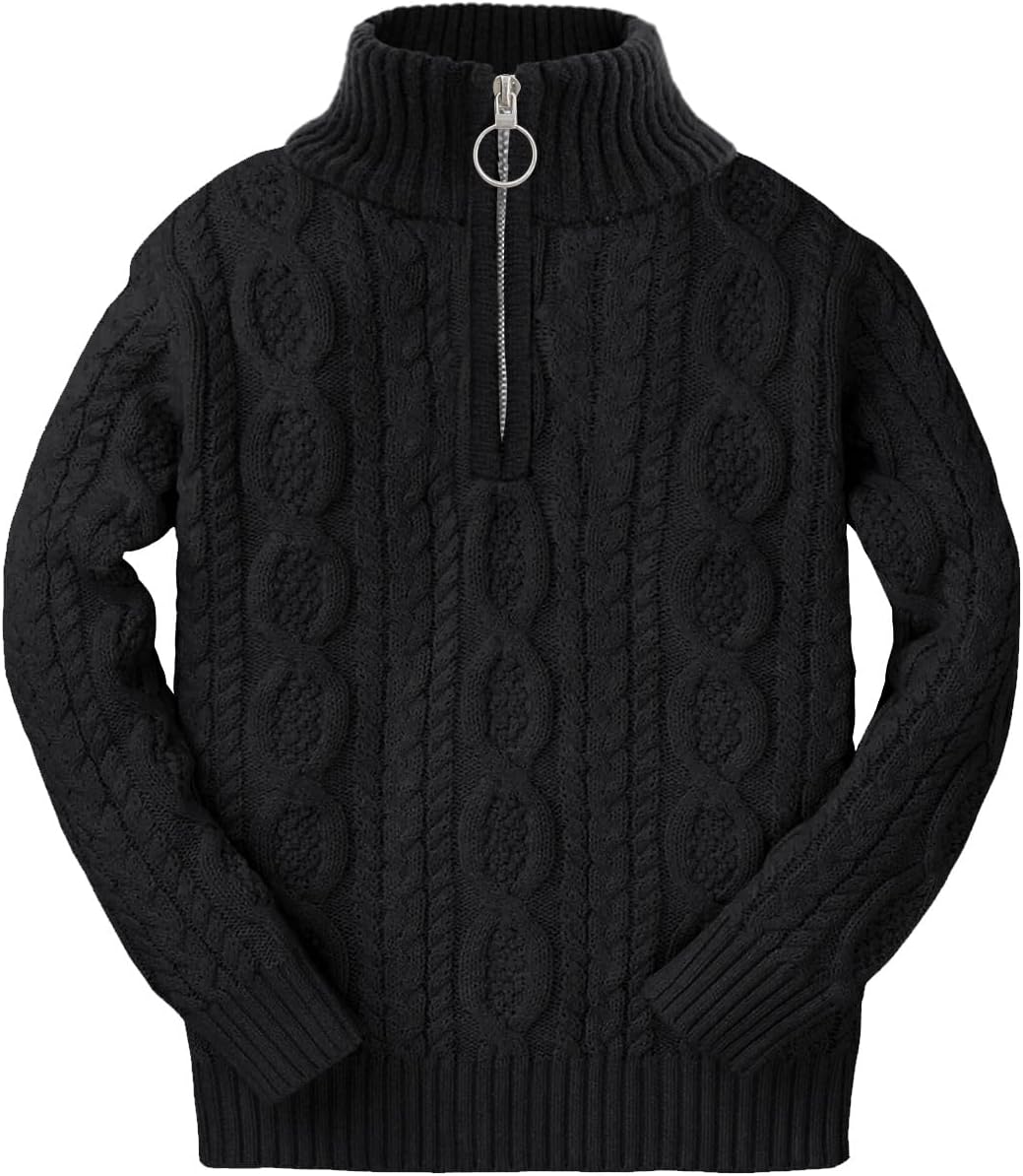 Kingdenergy Kids Sweaters Boys Turtleneck Cable Knit Pullover